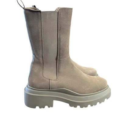 AQUA Jessy Pull On Suede Mid Calf Boots Lug Sole NEW Size 9 - Image 1 of 4