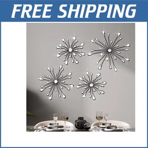Contemporary 3D Starburst Wall Sculptures - Set of 4 Eye-Catching Metal Art - Picture 1 of 8