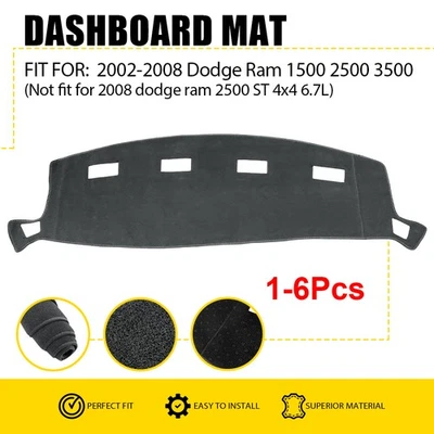 Se adapta a Dodge Ram 1500 2500 3500 2002-08 gris tablero alfombrilla tablero cubierta 1-6X Foto 1 de 4
