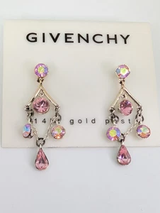 Pendientes Givenchy Everly Oro Doble Gota Rosa NUEVO - Imagen 1 de 6