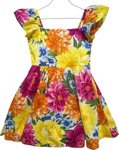 Neu ohne Etikett Janie & Jack "Sweet Paradise" gefüttertes helles tropisches Blumenkleid Mädchen 6 - Bild 1 von 4