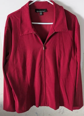 Chaqueta roja Briggs New York para mujer talla grande 20 LS cremallera completa B 52" x L 26" Foto 1 de 4