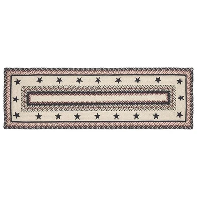 Colonial Star Rug Hall Runner with PVC Pad, Jute Blend, Rectangle, Tan Black ... - Image 1 of 4