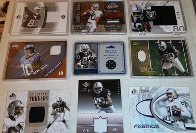 Jerry Rice UD Jerseys Fleer 1 of 1 #/Ball & Lace 9 Card Lot Raiders 49ers HOF 🐐 - Image 1 of 4