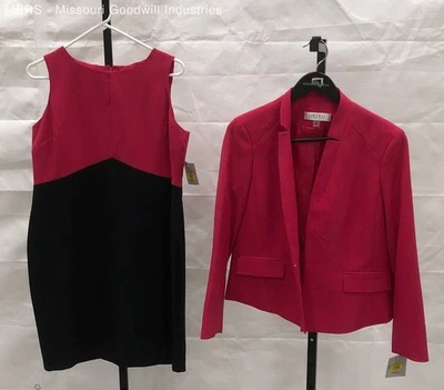 Women's Kasper Pink Colorblock Sleeveless Sheath Dress Blazer Set Size 12P - Image 1 of 4