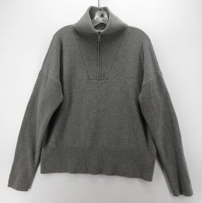 Brooks Brothers Sweater Women XL Gray Merino Wool Cashmere 1/4 Zip Pullover - Image 1 of 4