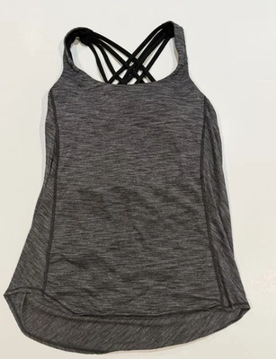 Camiseta sin mangas Lululemon Free To Be gris negra con tiras talla 16 entrenamiento informal  Foto 1 de 4