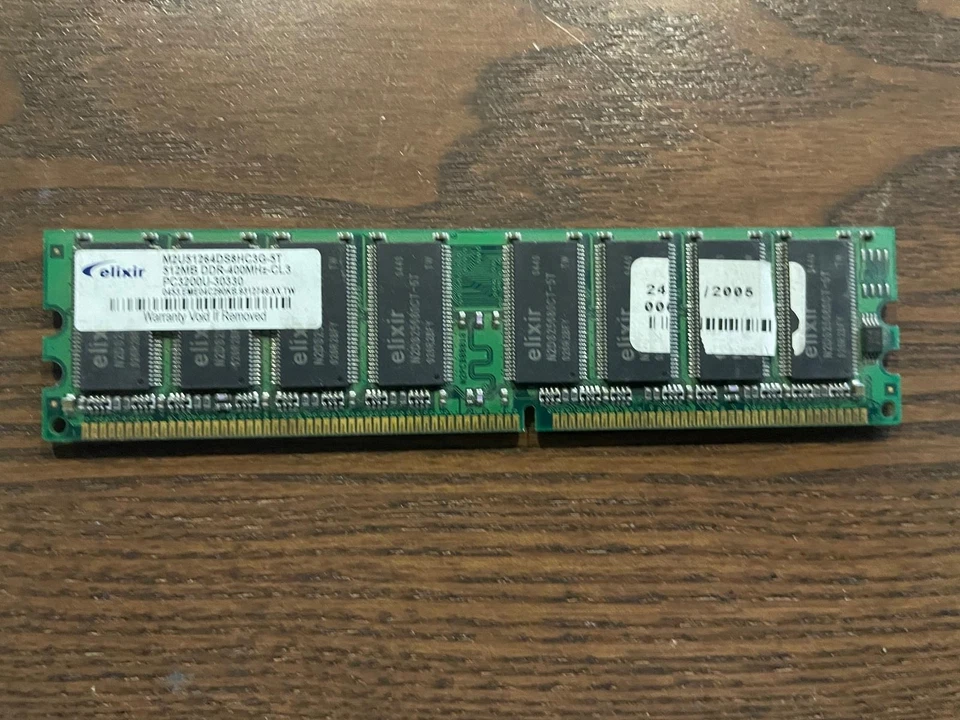 Elixir 512MB DDR400 400MHz PC3200U CL3 – Modulo RAM Usato - Immagine 1 di 1