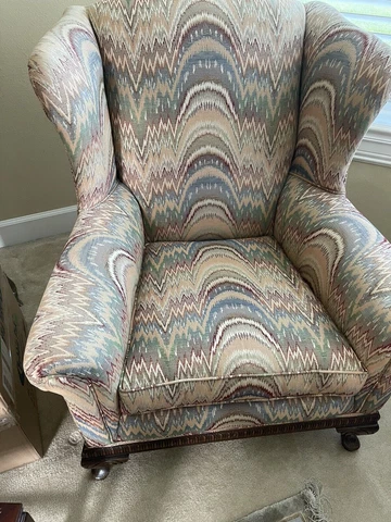 Antique American Upholstered Wing Chair Cover