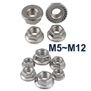 Flange Locknuts Serrated Left-Hand M5~M12 304 Stainless Left-Hand Threaded Nuts - Picture 1 of 7
