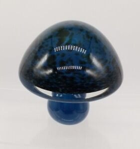 Vintage Handmade Art Glass Mushroom Teal Blue Overlay Paperweight Wedgwood