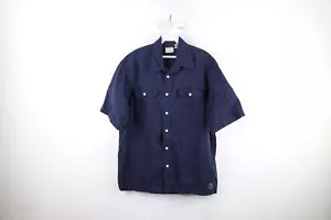 Vintage Y2K 2000 Levis Mens Medium Faded Short Sleeve Collared Button Shirt Blue - Picture 1 of 9