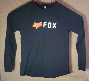T-shirt donna FOX Racing top grande nero arancione manica lunga girocollo testa di volpe - Foto 1 di 9