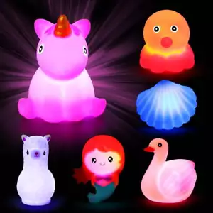 Timy Badespielzeug beleuchtetes Badewannenspielzeug schwimmendes Gummi-Tier-Set für Badezimmer USA - Bild 1 von 8