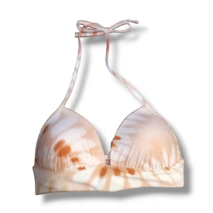Aerie Perky Triangle Bikini Top-Large-Peach Tie Dye-Lined-Molded Cups-Double Tie - Picture 1 of 7