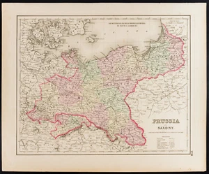 Landkarte Antik (1857) Der Preussen, Allemagne. Map Preussen Preußen And Saxony - Picture 1 of 7