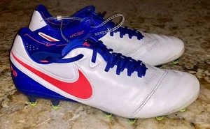 NIKE Tiempo Legend VI AG Pro ACC White Blue Soccer Cleats NEW Womens Sz 7.5 - Picture 1 of 6
