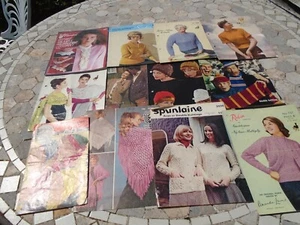 Bundle of VINTAGE KNITTING PATTERNS Varied Selection 12 True Vintage not copies - Picture 1 of 10