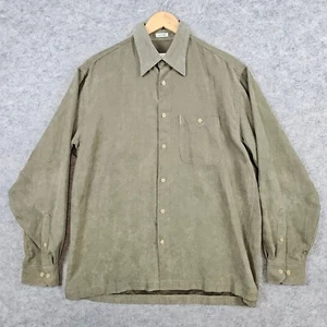 Geoffrey Beene Men's Micro-Suede Green Shirt Size M 100% Polyester Button Up - Picture 1 of 8