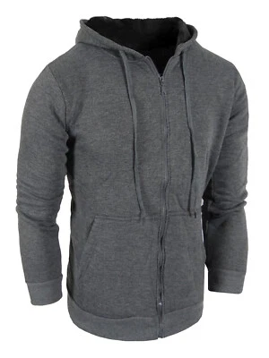 Hoodie Full Sherpa Lining Jacket Zip Up Tech Fleece WARM NOT BULKY SLIM FITTING - Image 1 of 4