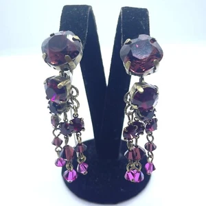 Earrings Michal Negrin Crystals Big Evening elegant Made in Israel - Picture 1 of 10