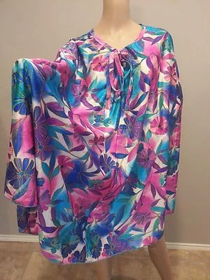 Seascamp Par CAMP Vintage 60's Psychédélique Floral Nylon Poncho Bain Couvre L - Photo 1/4