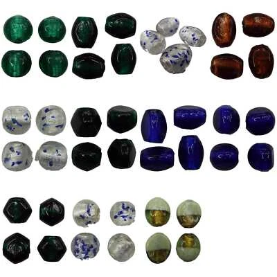 Large Glass Foil Beads Handmade Various Shapes Indian 11 TYPE BUY 1 2 Or 4 625D - Image 1 of 4