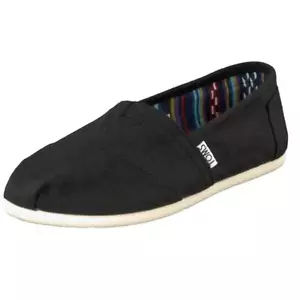 TOMS Womens Black Canvas Flats Slip On Alpargata Casual Size 8 - Picture 1 of 7