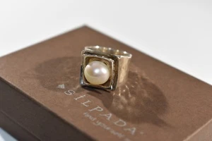 Silpada gehämmert Sterlingsilber Süßwasser Perlen Ring Größe 7 R0898 süß - Bild 1 von 12