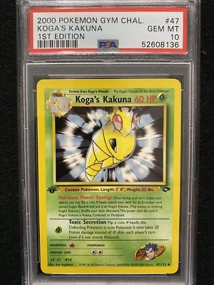 2000 Pokemon Gym Challenge 1st Edition Koga's Kakuna 47/132 PSA 10 Gem Mint - Image 1 of 2