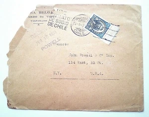 CHILE - Commercial Cover - 1931 - Receiving Cancel - Torn - To USA - Picture 1 of 2