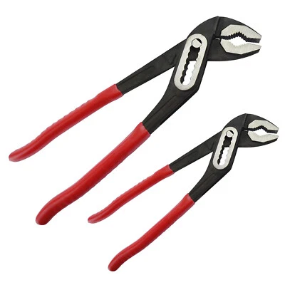 247BID 2PC SLIM JAW 180mm 7" & 250mm 10" BOX JOINT WATER PUMP SLIDING WRENCH PLIERS