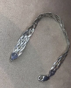 Sterling Silver 5 Strand Braided Herringbone Bracelet 925 - Picture 1 of 2