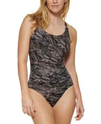 Nuevo con etiquetas Calvin Klein Mujer Starburst Una Pieza Gris Multi Talla 8 $120 LLL448 Foto 1 de 4