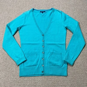 Tommy Hilfiger Cardigan Womens Small Turquoise Blue Featherweight Sweater Knit - Picture 1 of 12