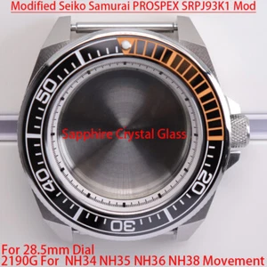 Watch Case Modified Seiko Samurai Sapphire Glass Ceramic ring Spiral watch crown - Picture 1 of 20