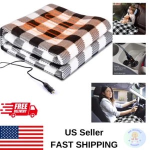 Blanket Heated Car 12v Electric Truck SUV Fleece Van Travel Throw Heating Heater - Picture 1 of 8