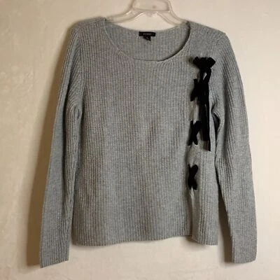 Halogen Wool Blend Pullover Gray Sweater Black Lace Up Size Small Petite - Image 1 of 4