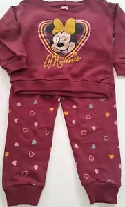 Disney Minnie Mouse Girl Toddler 2T Burgundy Sweatsuit Set NWT - Picture 1 of 10