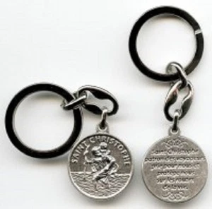 SAINT CHRISTOPHE PRIERE VERSO PORTE CLES METAL ARGENTE - Imagen 1 de 2