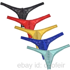 Men Pouch Front Wide Strap Thong Underwear Classic Coverage Rear G-string Pants - Picture 1 of 13