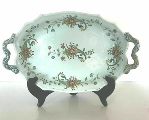 Plat a anses en faïence à bord chantourné  décor floral .XVIII siècle. - Imagen 1 de 10