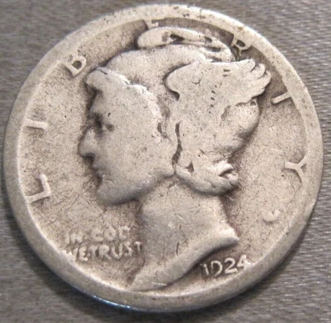 SELLING AS SHOWN - 1924 S MERCURY DIME *** 90% SILVER *** 784 Cover