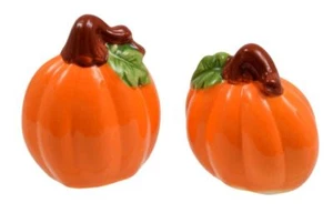 2 tlg SET KERAMIK SALZ & PFEFFERSTREUER (ca. 3,25") HERBST, ERNTE KÜRBISSE - Bild 1 von 5