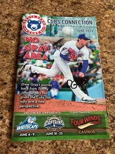 Programa de revista Drew Gray South Bend Chicago Cubs Connection junio de 2024 firmado - Imagen 1 de 1