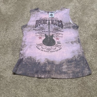 Y2K винтажный дом блюза Babydoll бак Sz L музыка гитара галстук краситель - Изображение 1 из 4