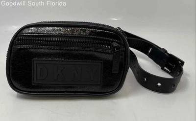 DKNY Womens Black Textured Leather Adjustable Strap Zip Top Fanny Pack - Image 1 of 4