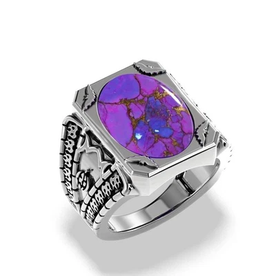 925 Sterling Silber Unikat Mehrfach Edelstein Lila Türkis Halloween Schmuck - Bild 1 von 4