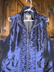Chico’s Women’s Full Zip Vest Size 3 (XL-16) Metallic Blue - Picture 1 of 12
