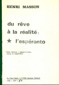 Du rêve à la réalité: l'espéranto | Henri Masson | Bon état - Picture 1 of 1